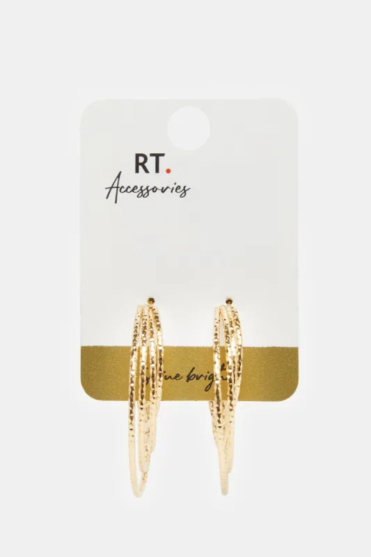 Women Gold Embellished Earrings sold by Redtag