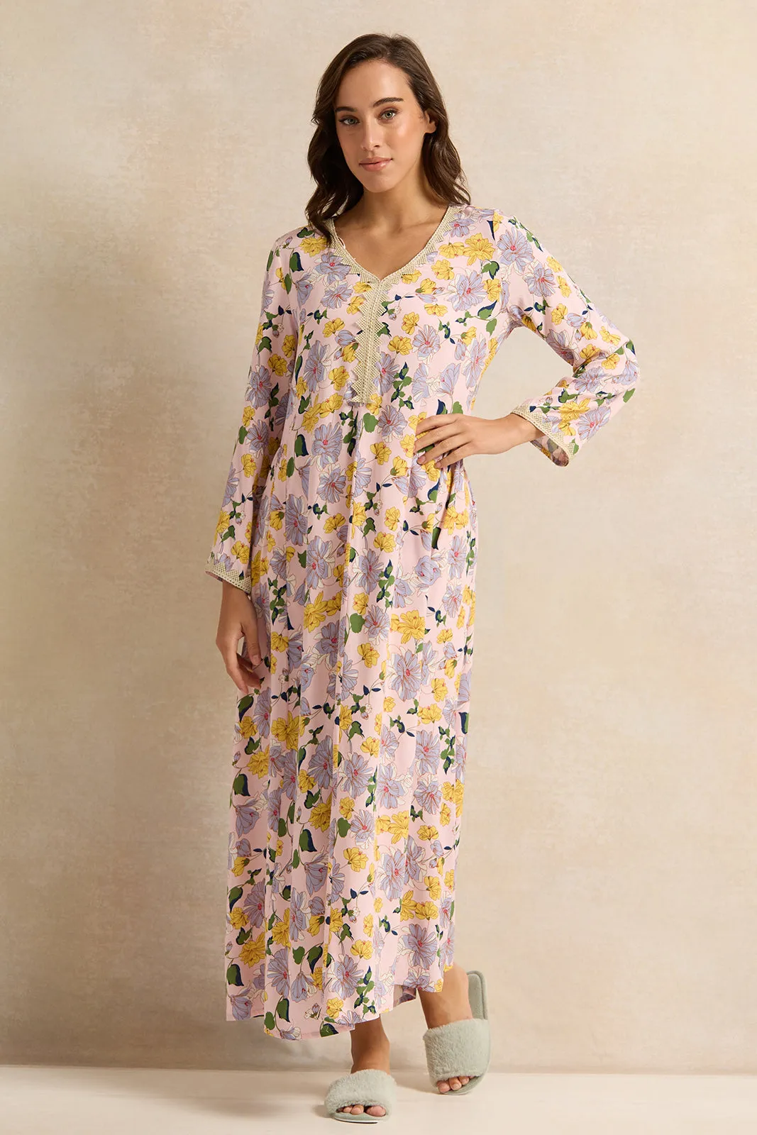 Women Pink Floral Print Nightgown sold by Redtag