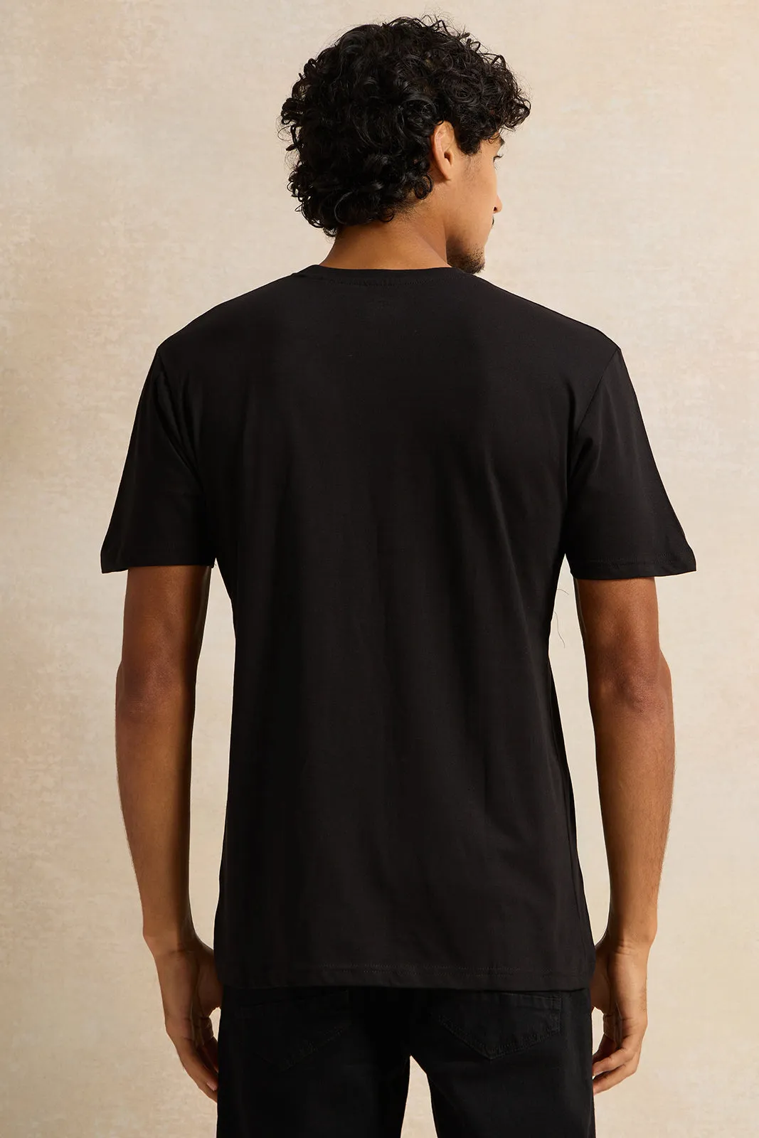 Men Black Graphic T-Shirt sold by Redtag product image thumbnail 3