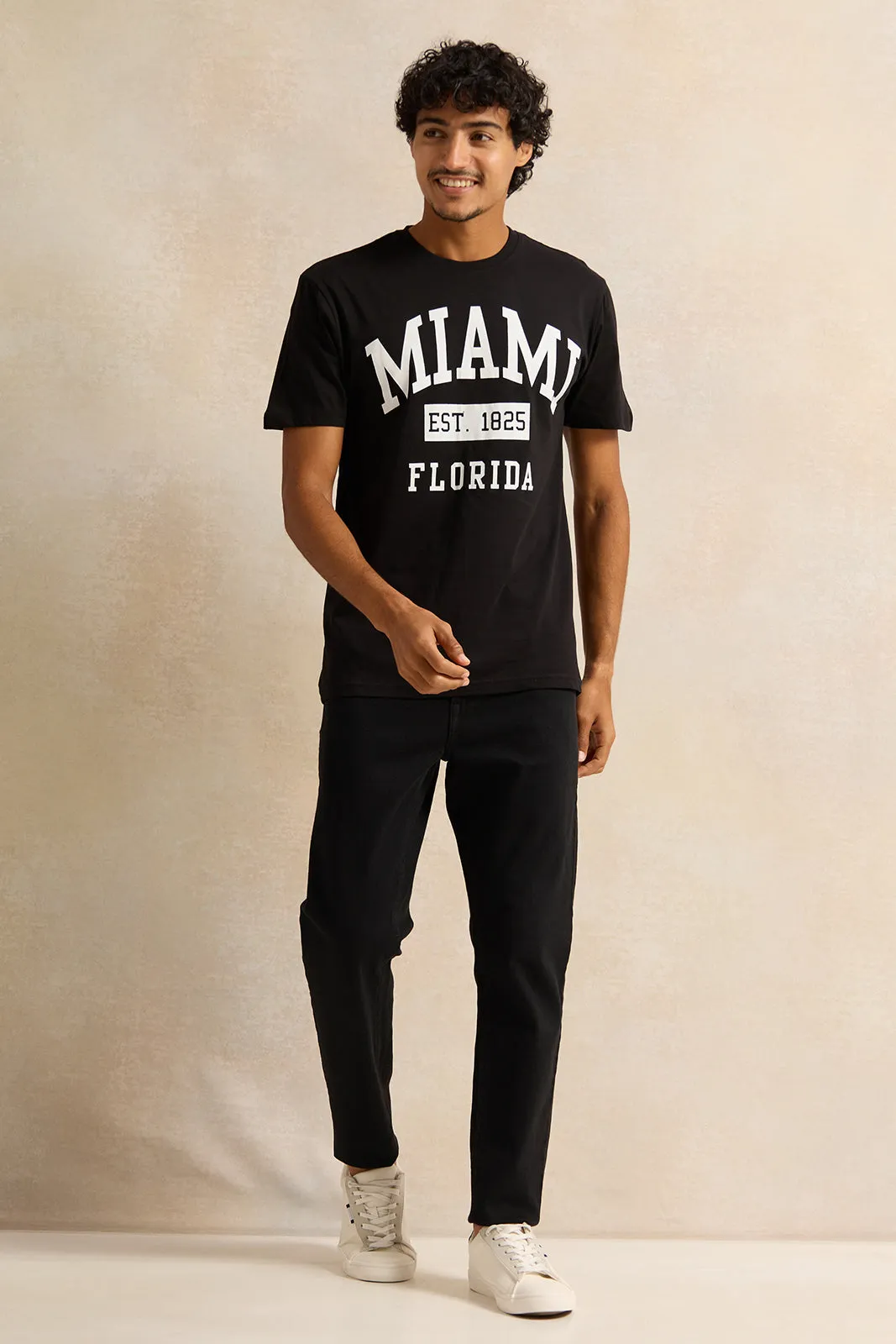 Men Black Graphic T-Shirt sold by Redtag product image thumbnail 2