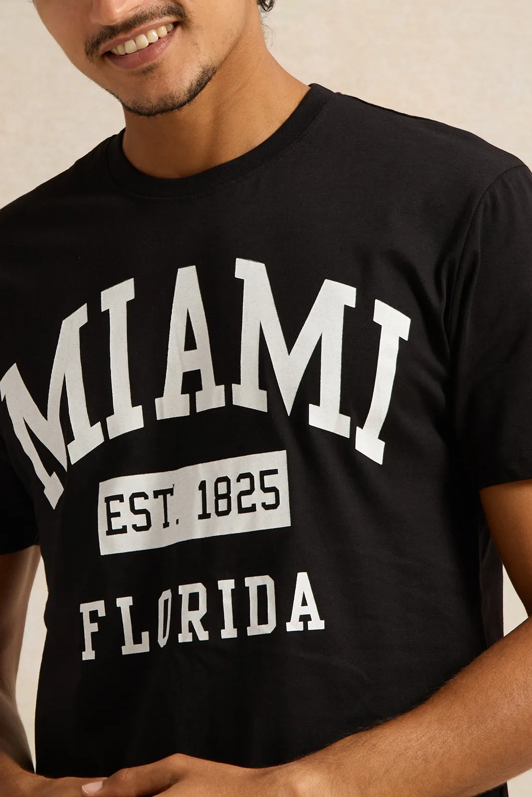 Men Black Graphic T-Shirt sold by Redtag product image thumbnail 4