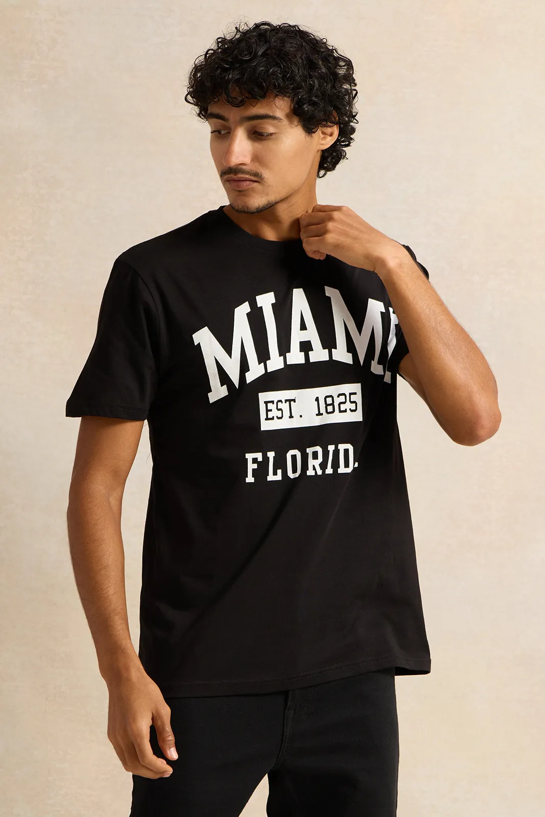 Men Black Graphic T-Shirt sold by Redtag