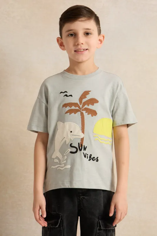 Boys Mint  Embossed Patch T-Shirt sold by Redtag