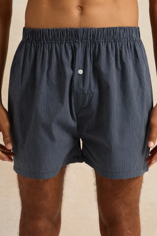 Men Grey Striped Woven Boxers (Pack of 2) sold by Redtag
