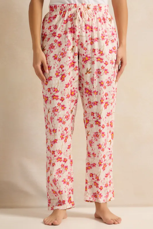 Women Pink Floral Print Pyjama Bottom sold by Redtag