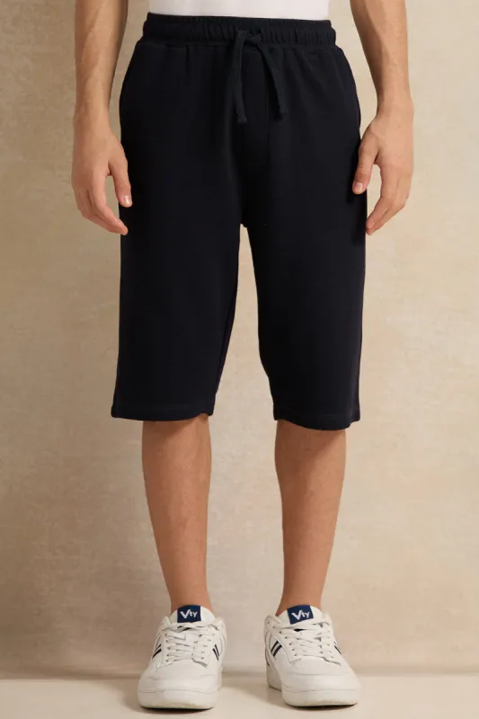 Senior Boys Navy Jacquard Shorts sold by Redtag