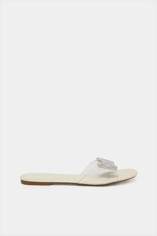Women White Embellished Mule sold by Redtag