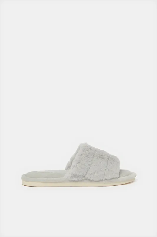 Women Grey Stitched Detail Slipper sold by Redtag
