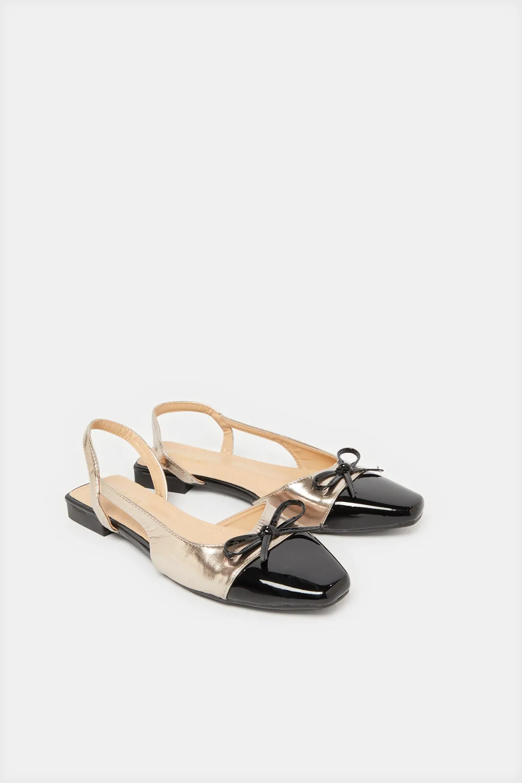 Women Black And Gold Embellished Slingback sold by Redtag product image thumbnail 2