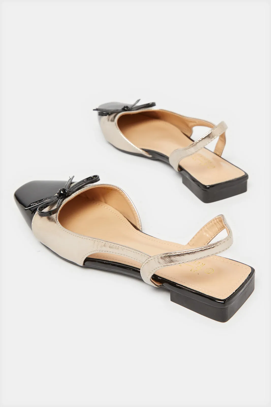 Women Black And Gold Embellished Slingback sold by Redtag product image thumbnail 4