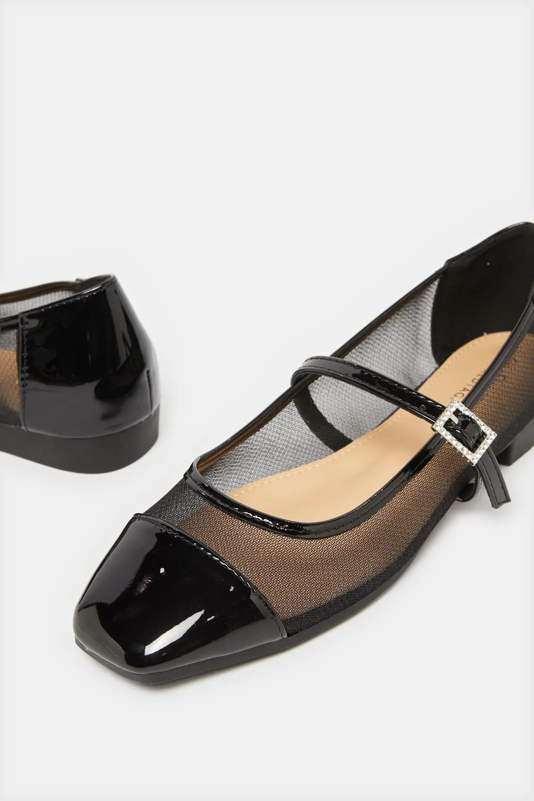 Women Black Mesh Upper Ballerina sold by Redtag product image thumbnail 3