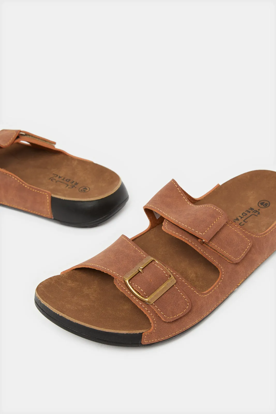 Men Brown Velcro Buckle Sandals sold by Redtag product image thumbnail 3