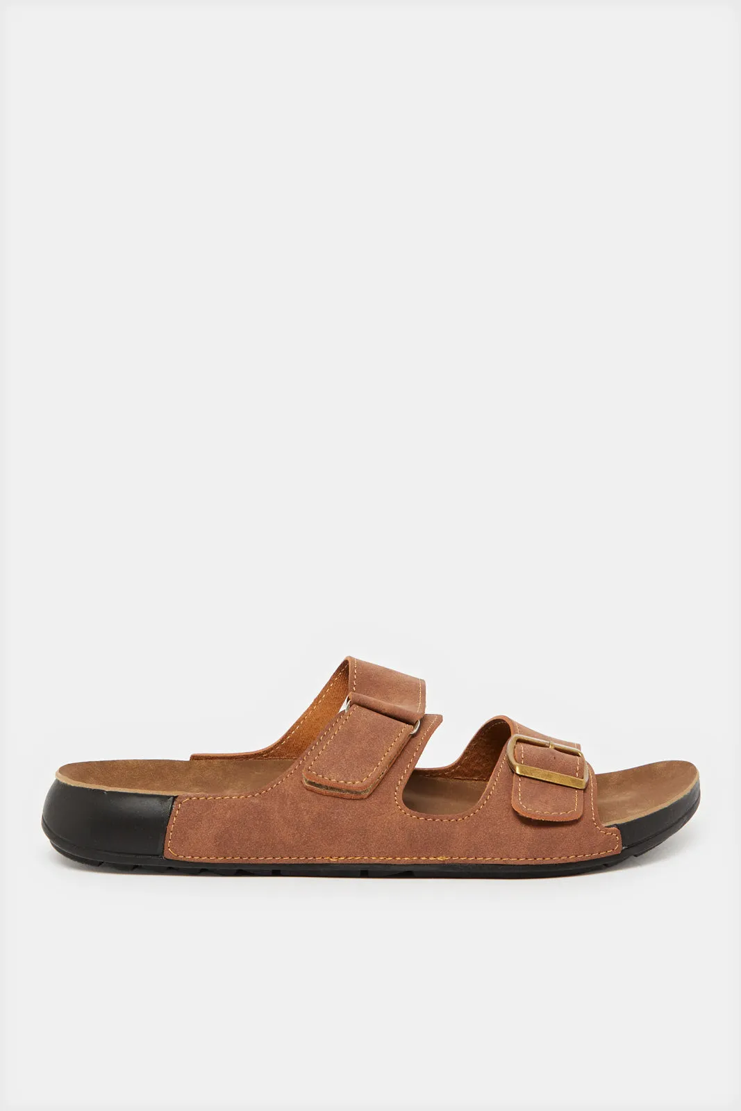 Men Brown Velcro Buckle Sandals sold by Redtag