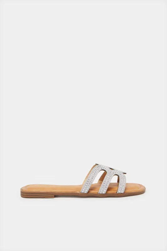 Women Silver Embellished Mule sold by Redtag