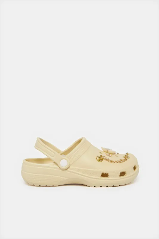 Women Beige Embellished Molded Mule sold by Redtag