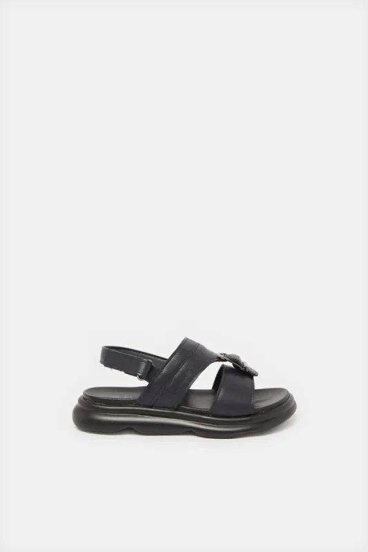 Boys Navy Traditional Sandal With Backstrap sold by Redtag