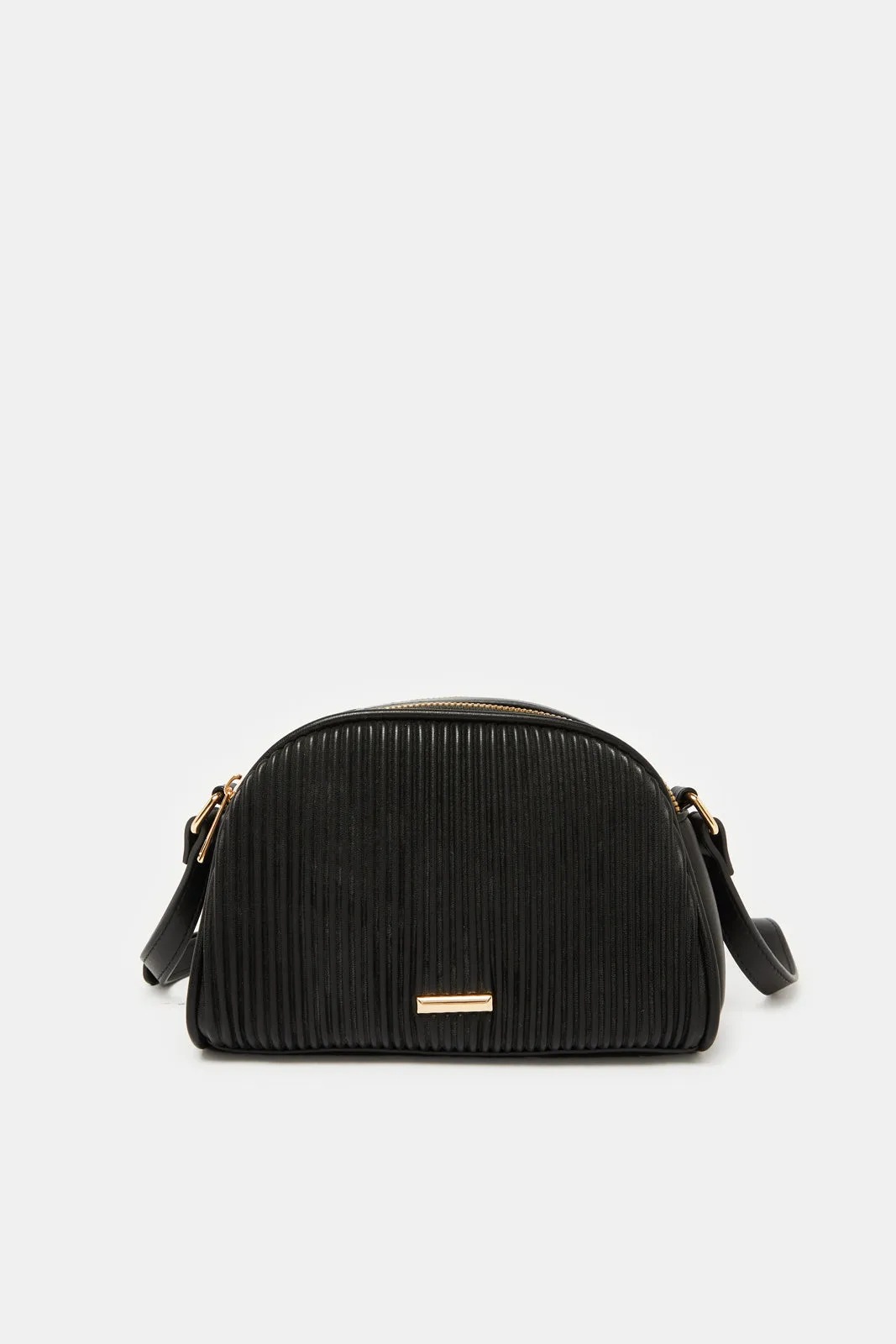 Women Black Pleated Crossbody Bag sold by Redtag