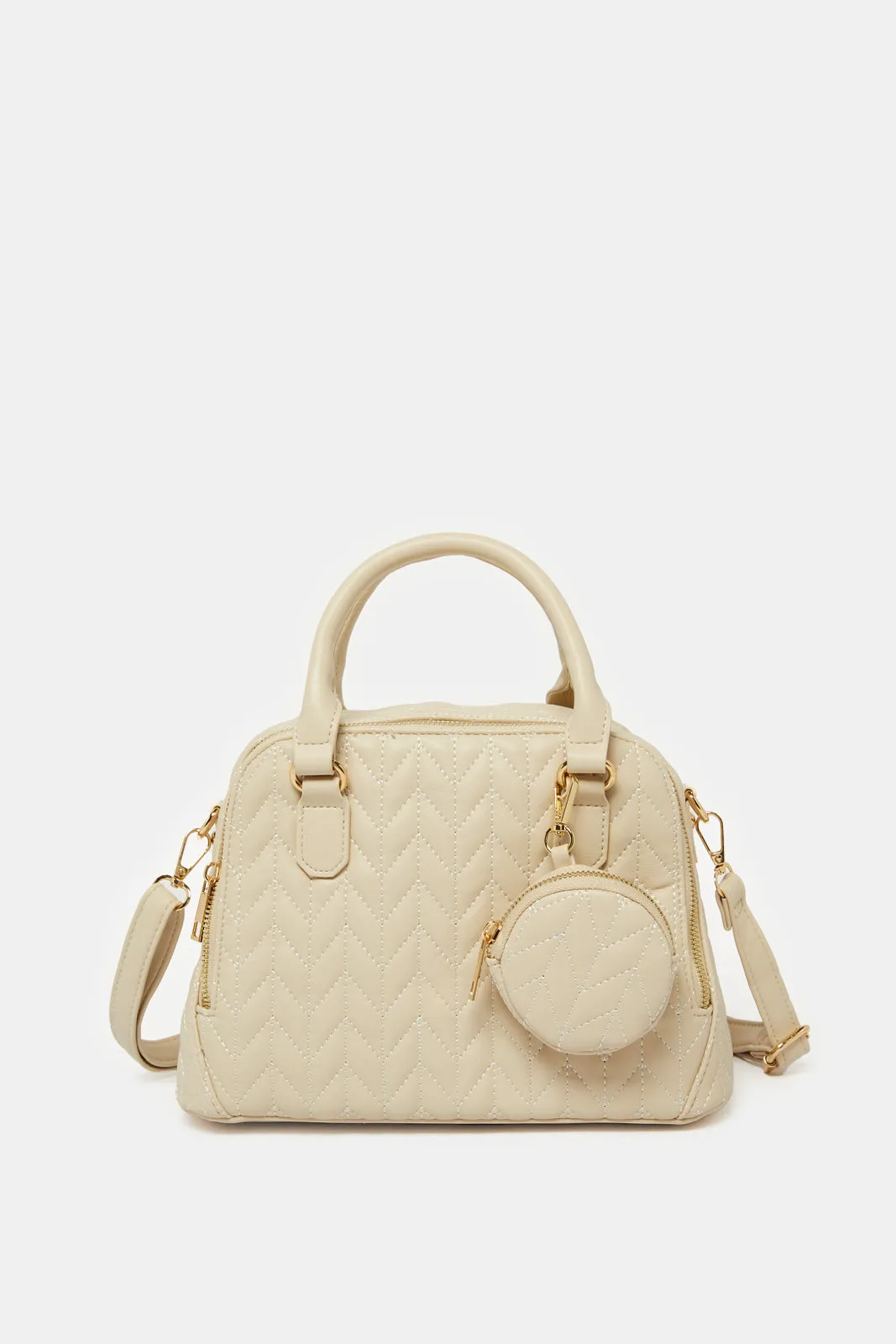 Women Beige Quilted Day Bag sold by Redtag