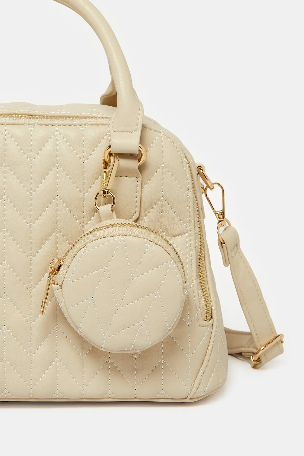 Women Beige Quilted Day Bag sold by Redtag product image thumbnail 2