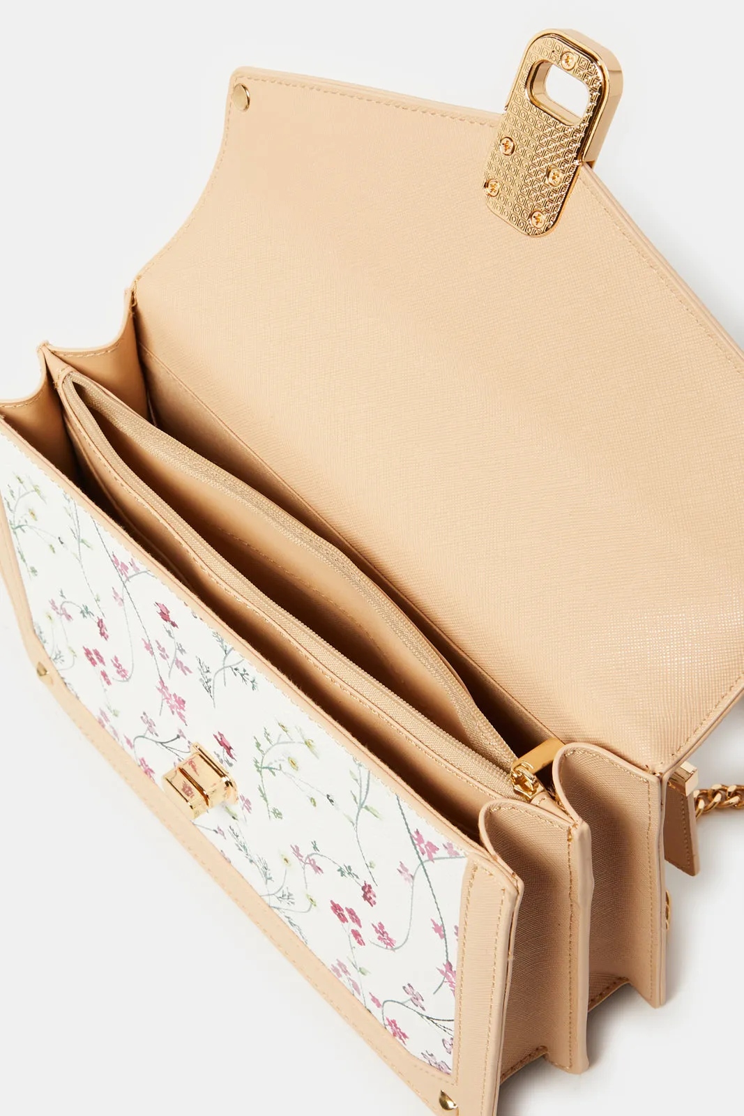 Women Beige Embellished Flap Messenger sold by Redtag product image thumbnail 3