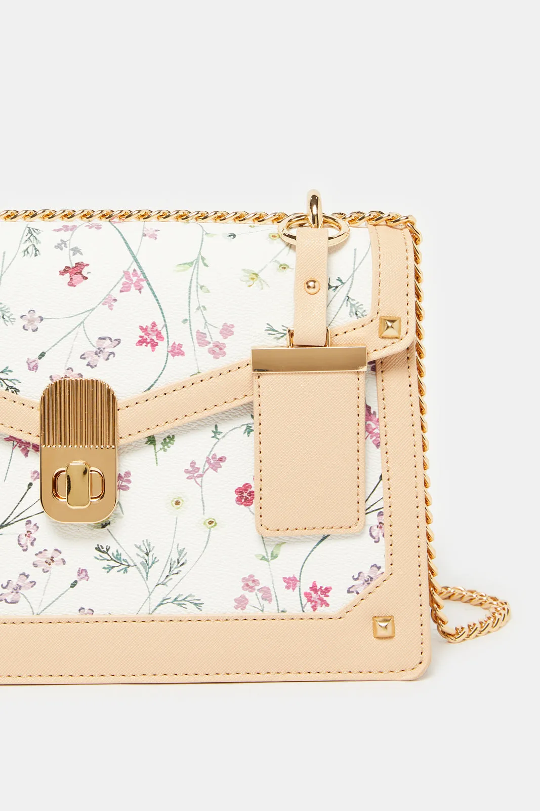 Women Beige Embellished Flap Messenger sold by Redtag product image thumbnail 4