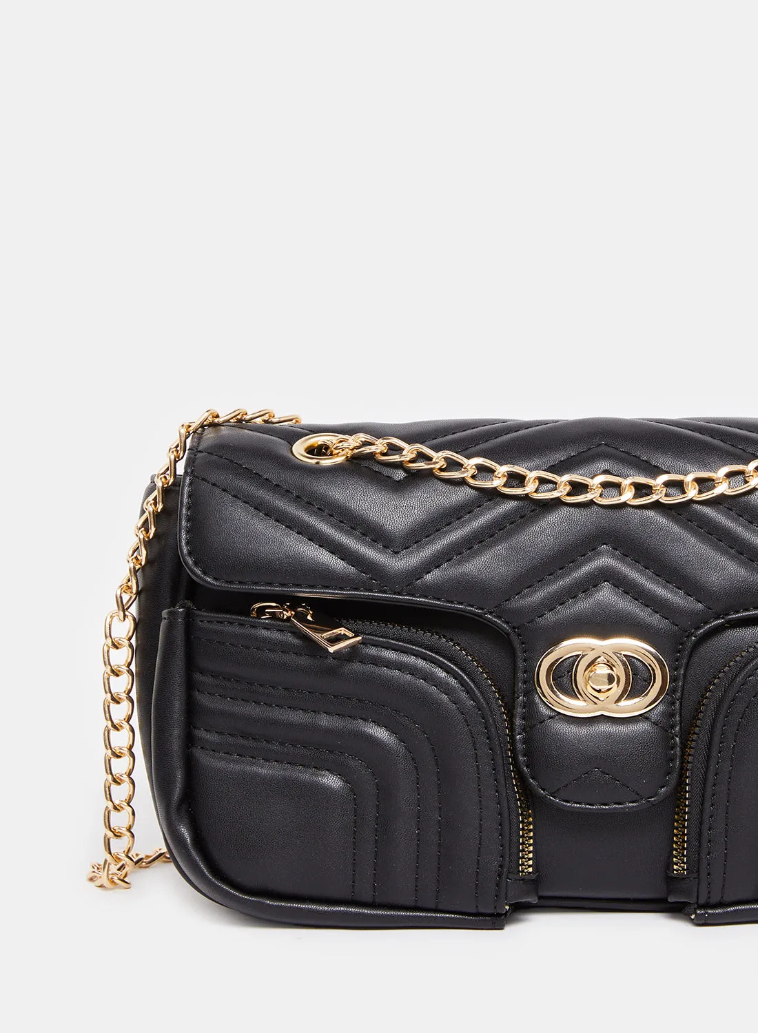 Women Black Quilted Messenger Bag sold by Redtag product image thumbnail 3