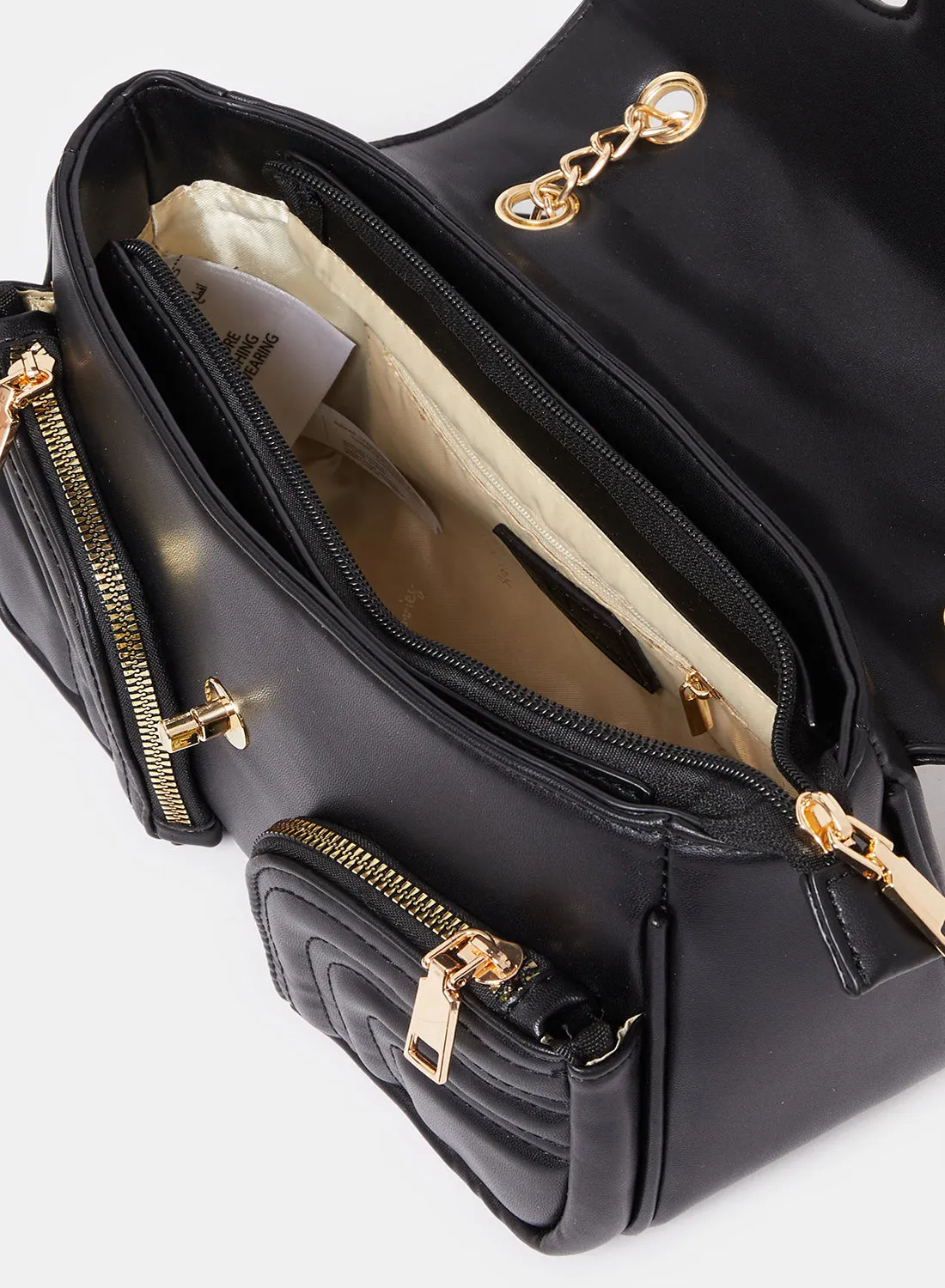 Women Black Quilted Messenger Bag sold by Redtag product image thumbnail 4