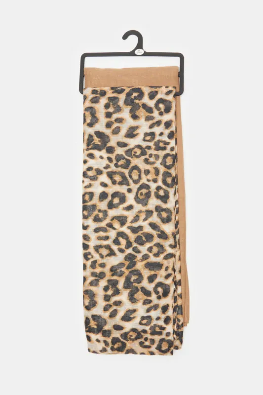 Women Brown Printed & Solid Floral Printed Scarf Set (2Piece) sold by Redtag
