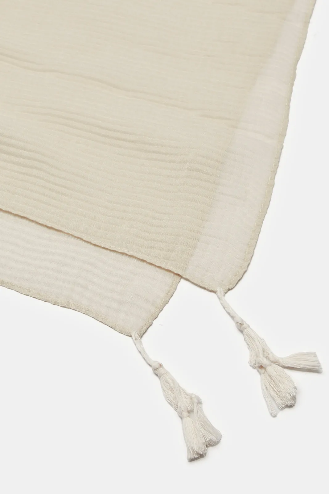 Women Cream Embellished Scarf sold by Redtag product image thumbnail 4