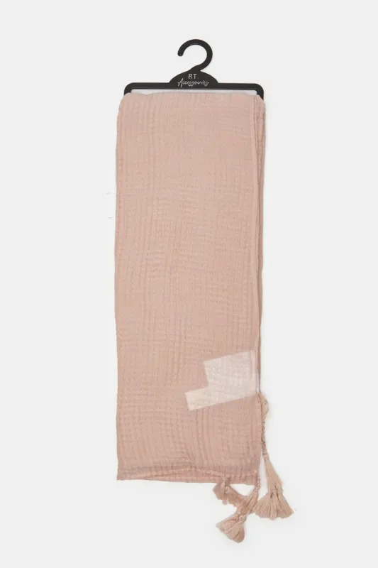 Women Pink Embellished Scarf sold by Redtag
