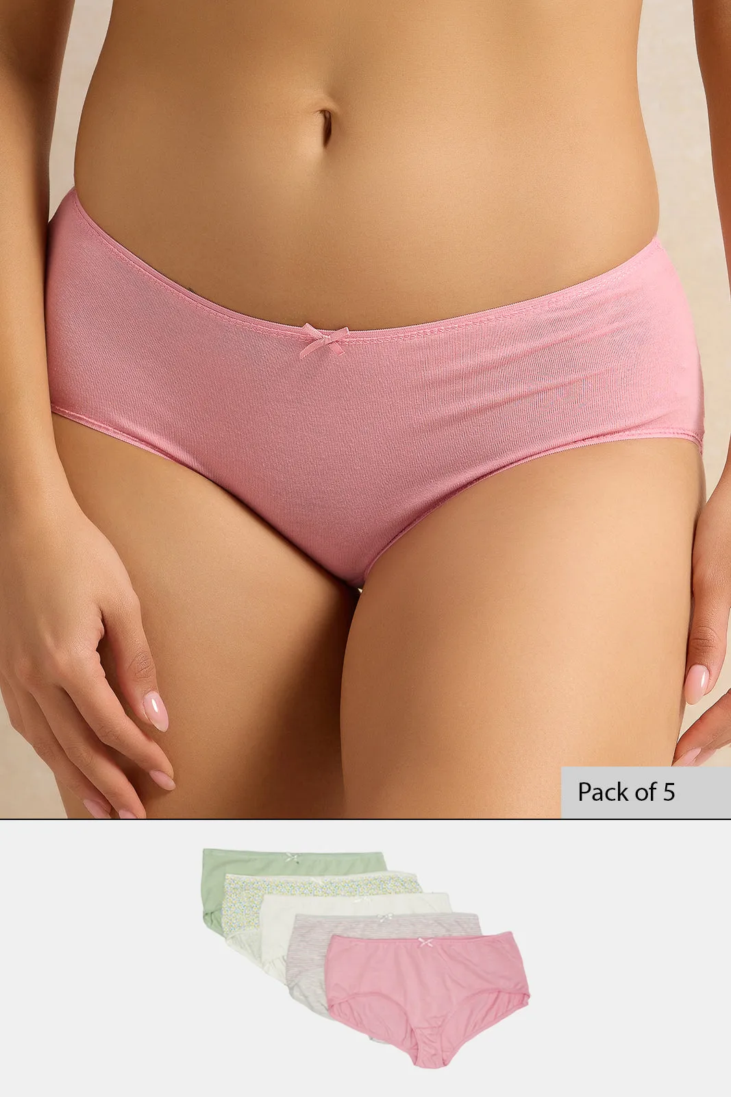 Women Pink Print Boyleg Brief Set (Pack of 5) sold by Redtag product image thumbnail 5