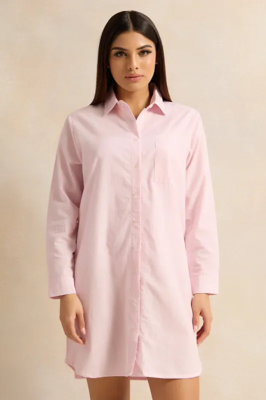 Women Pink Collared Nightshirt sold by Redtag
