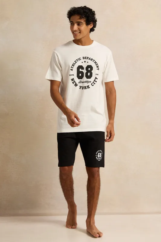 Men Black And Ivory Printed Pyjama Set (2 Piece) sold by Redtag