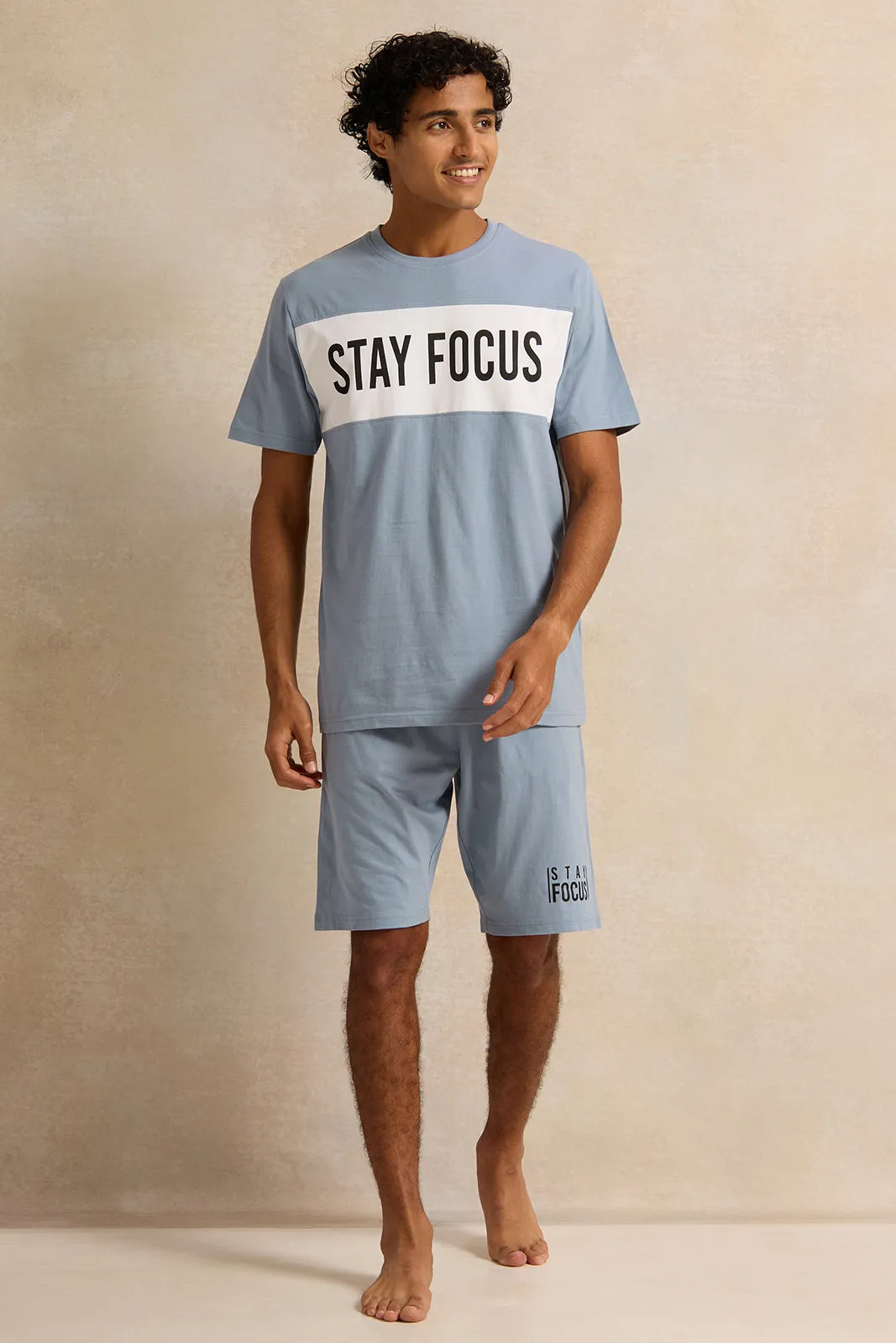 Men Blue Printed Pyjama Set (2 Piece) sold by Redtag