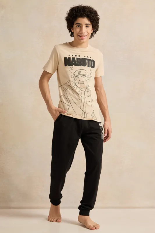 Senior Boys Beige And Black Naruto Pyjama Set (2 Piece) sold by Redtag