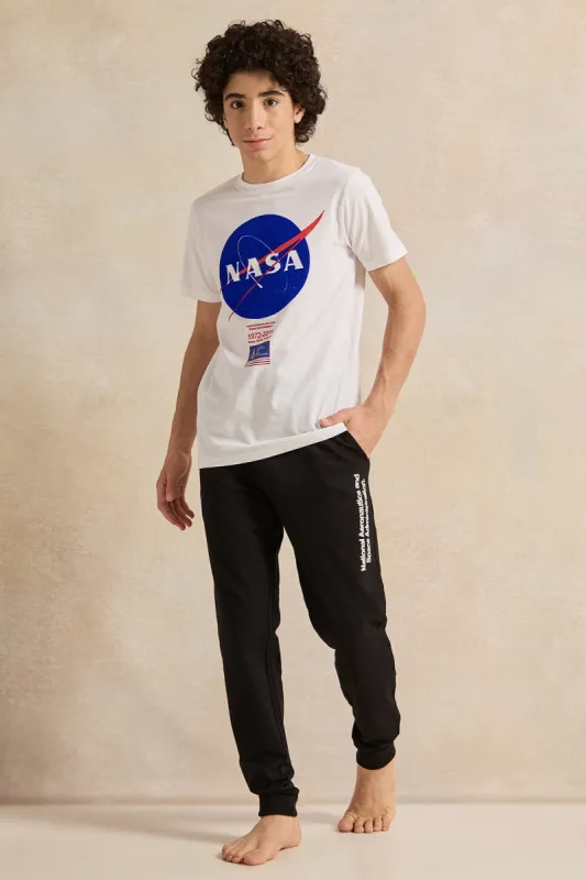 Senior Boys White And Black Nasa Pyjama Set (2 Piece) sold by Redtag