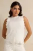Women White Lace Embossed Blouse sold by Redtag
