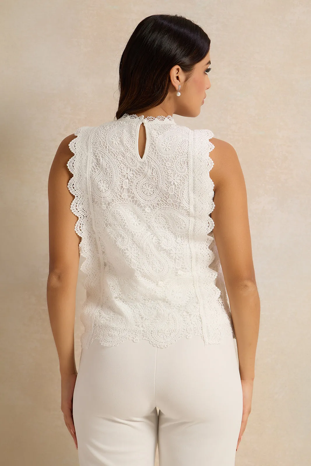 Women White Lace Embossed Blouse sold by Redtag product image thumbnail 3