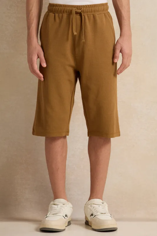 Senior Boys Brown Jacquard Shorts sold by Redtag