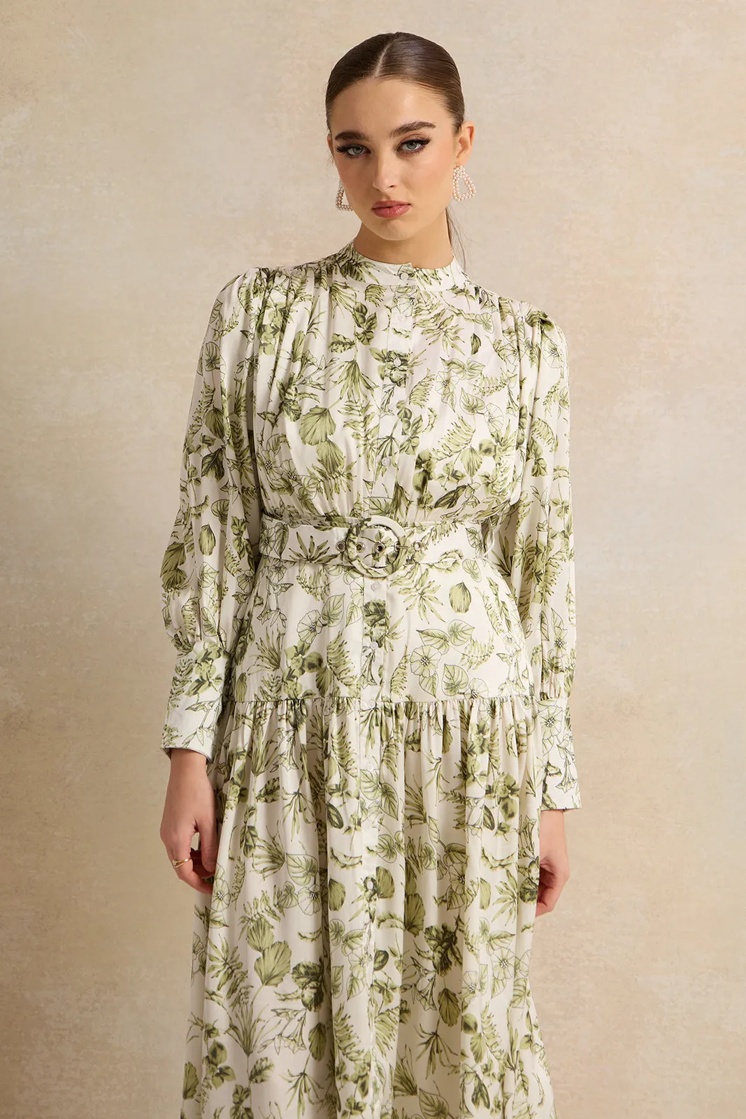 Women White Printed Belted Dress sold by Redtag product image thumbnail 2