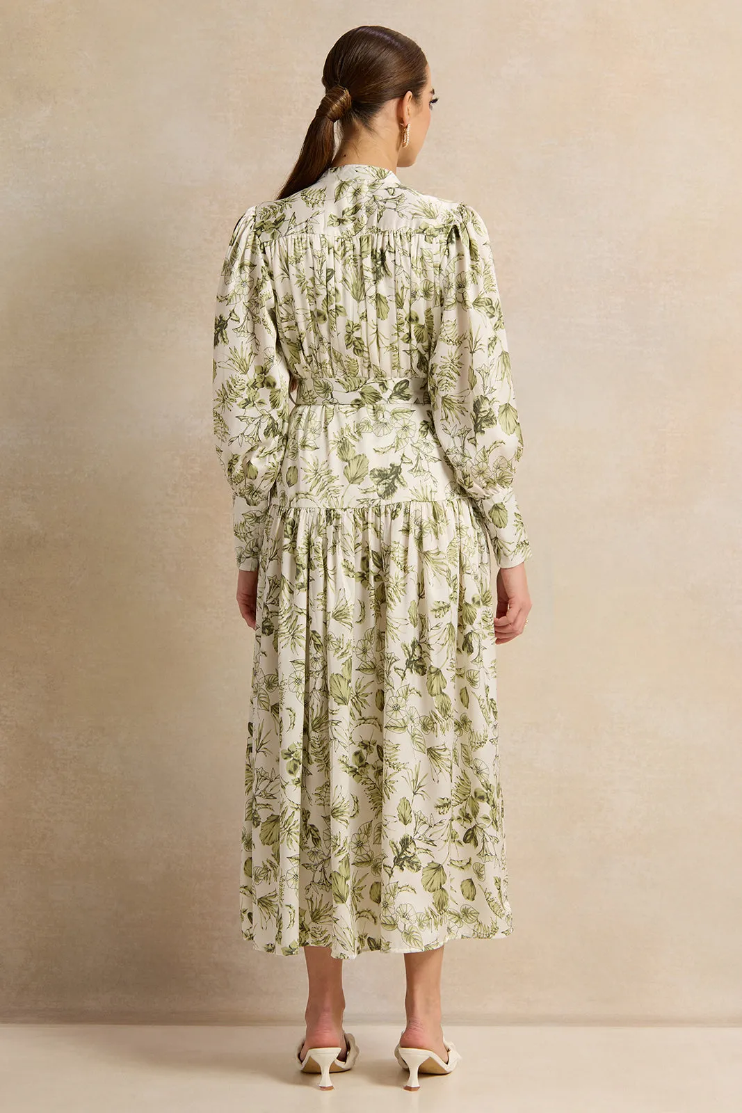 Women White Printed Belted Dress sold by Redtag product image thumbnail 3