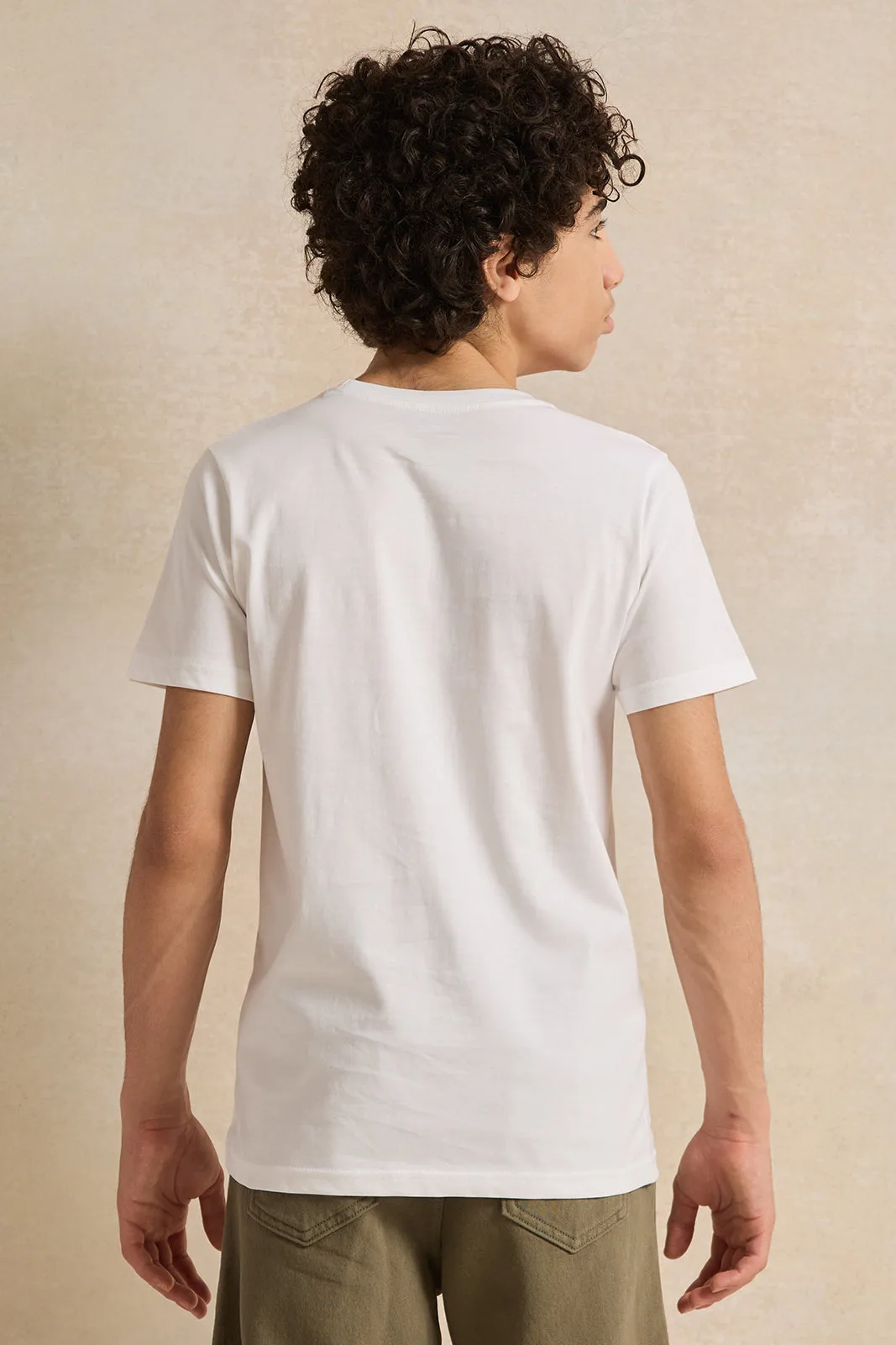 Senior Boys White Printed T-Shirt sold by Redtag product image thumbnail 3