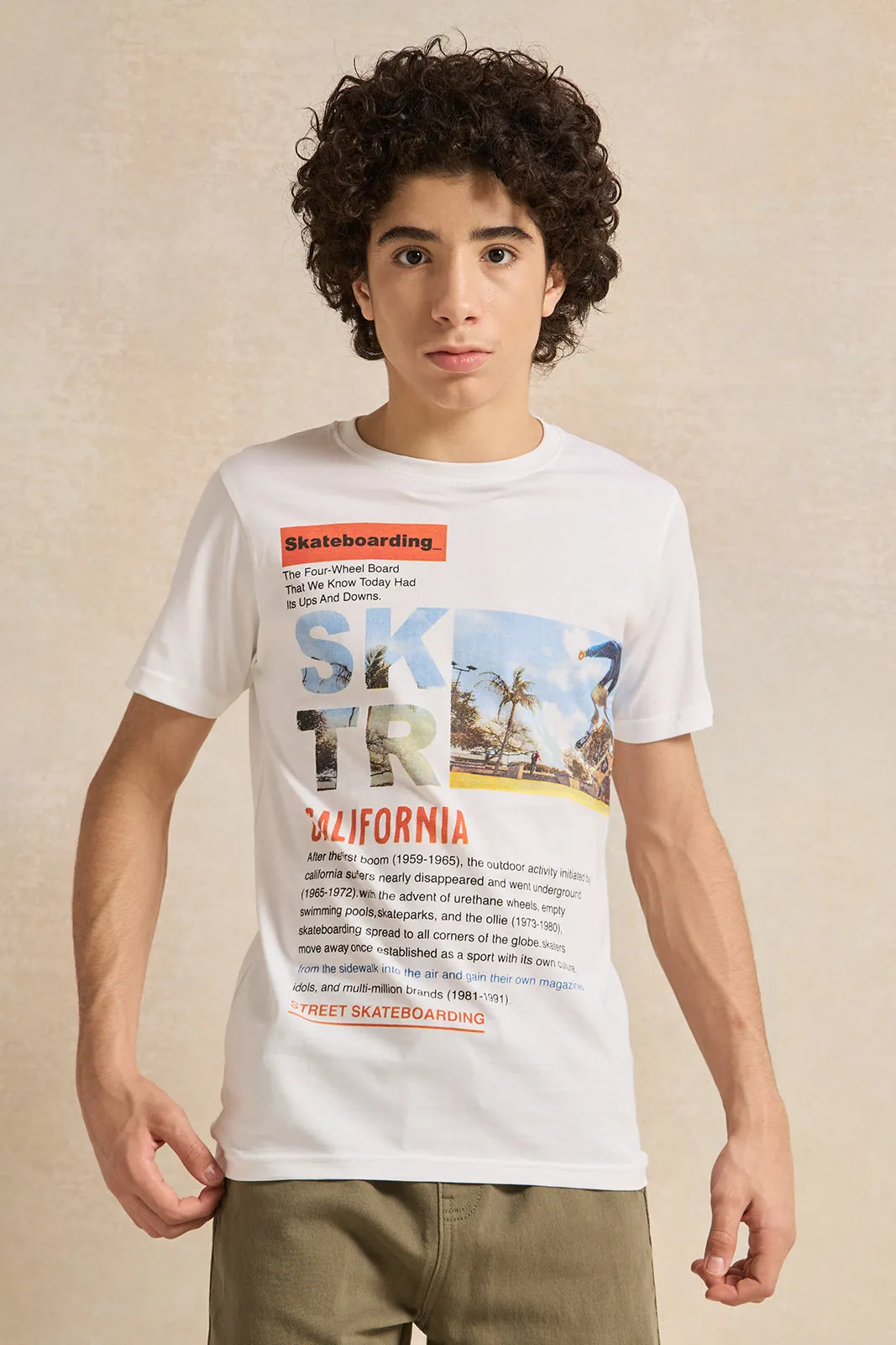 Senior Boys White Printed T-Shirt sold by Redtag