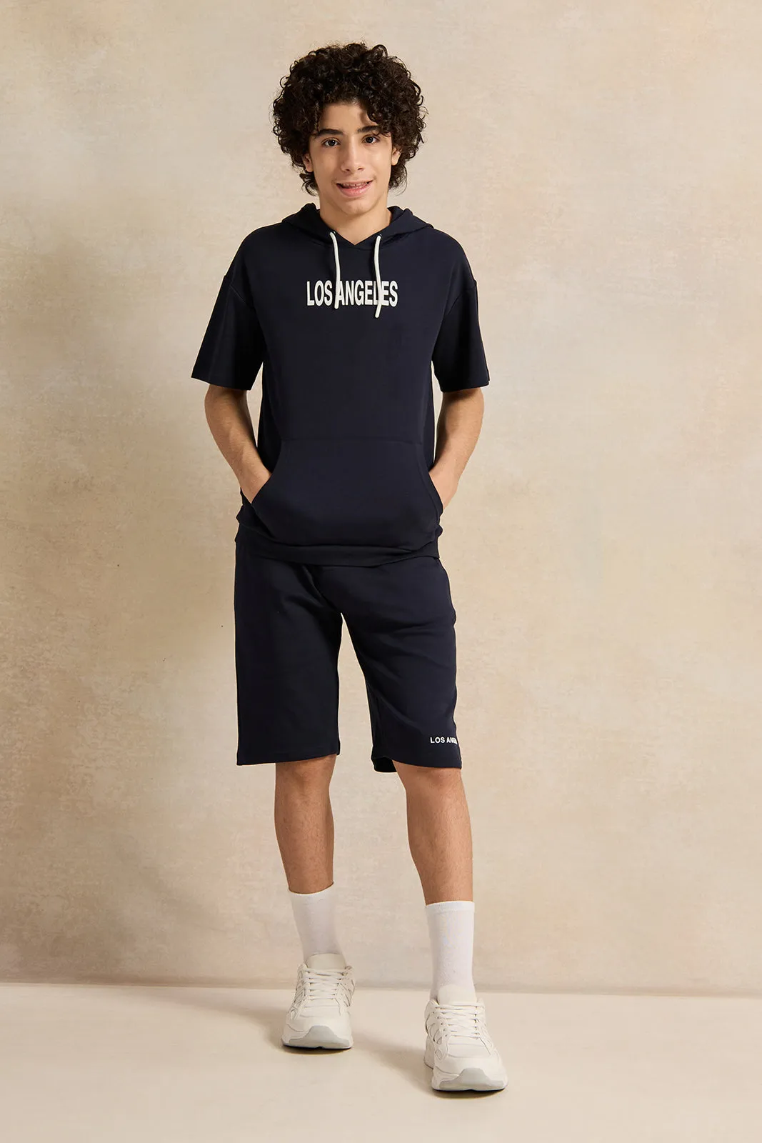 Senior Boys Navy Oversize Hooded Sweatshirt sold by Redtag product image thumbnail 2