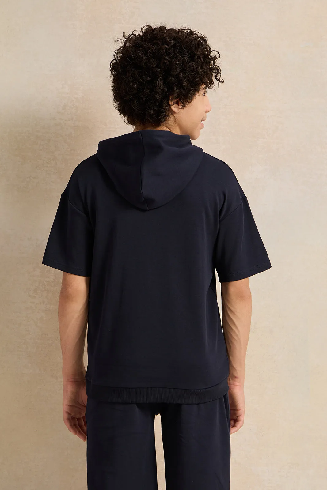 Senior Boys Navy Oversize Hooded Sweatshirt sold by Redtag product image thumbnail 3