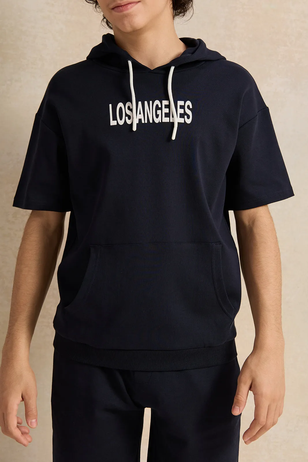 Senior Boys Navy Oversize Hooded Sweatshirt sold by Redtag product image thumbnail 4