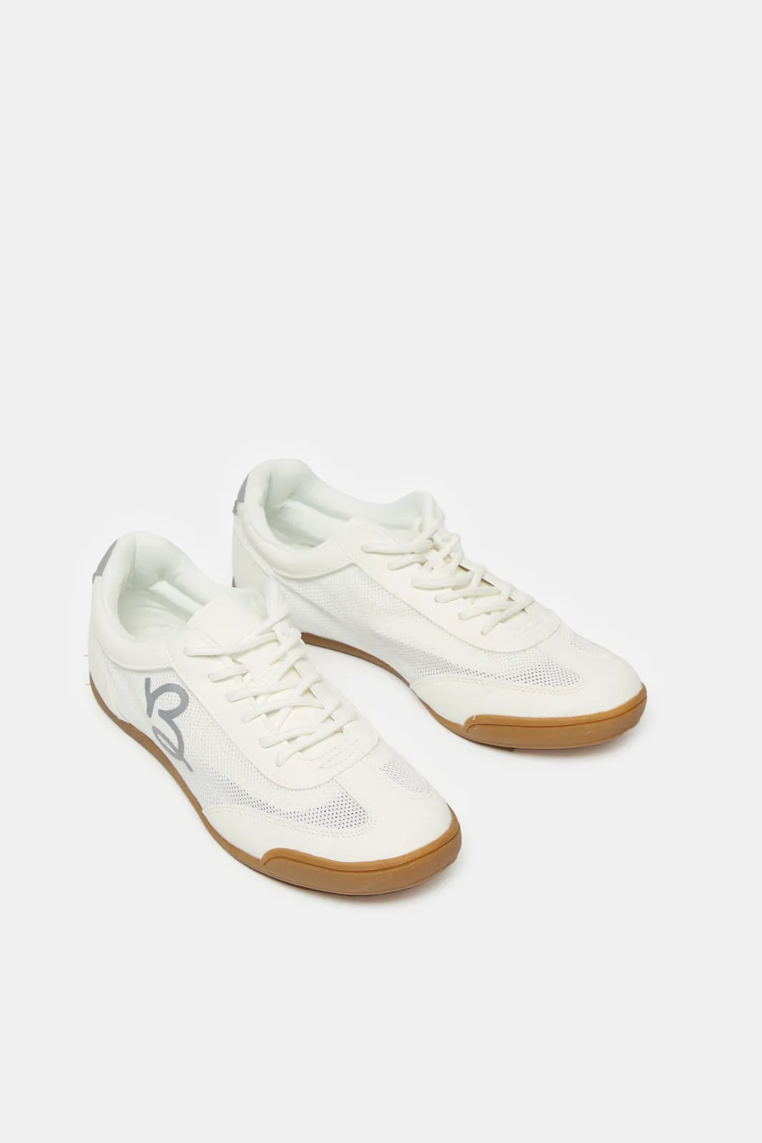 Women White Mesh Lace Up Sneakers sold by Redtag product image thumbnail 2