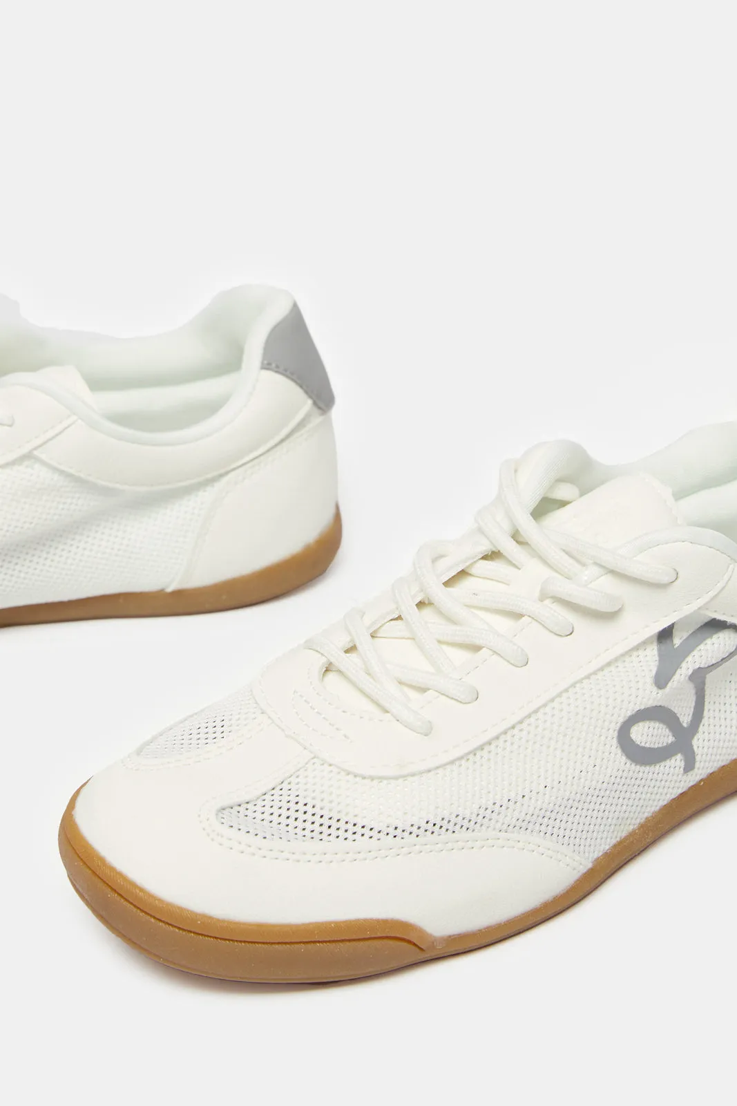 Women White Mesh Lace Up Sneakers sold by Redtag product image thumbnail 3