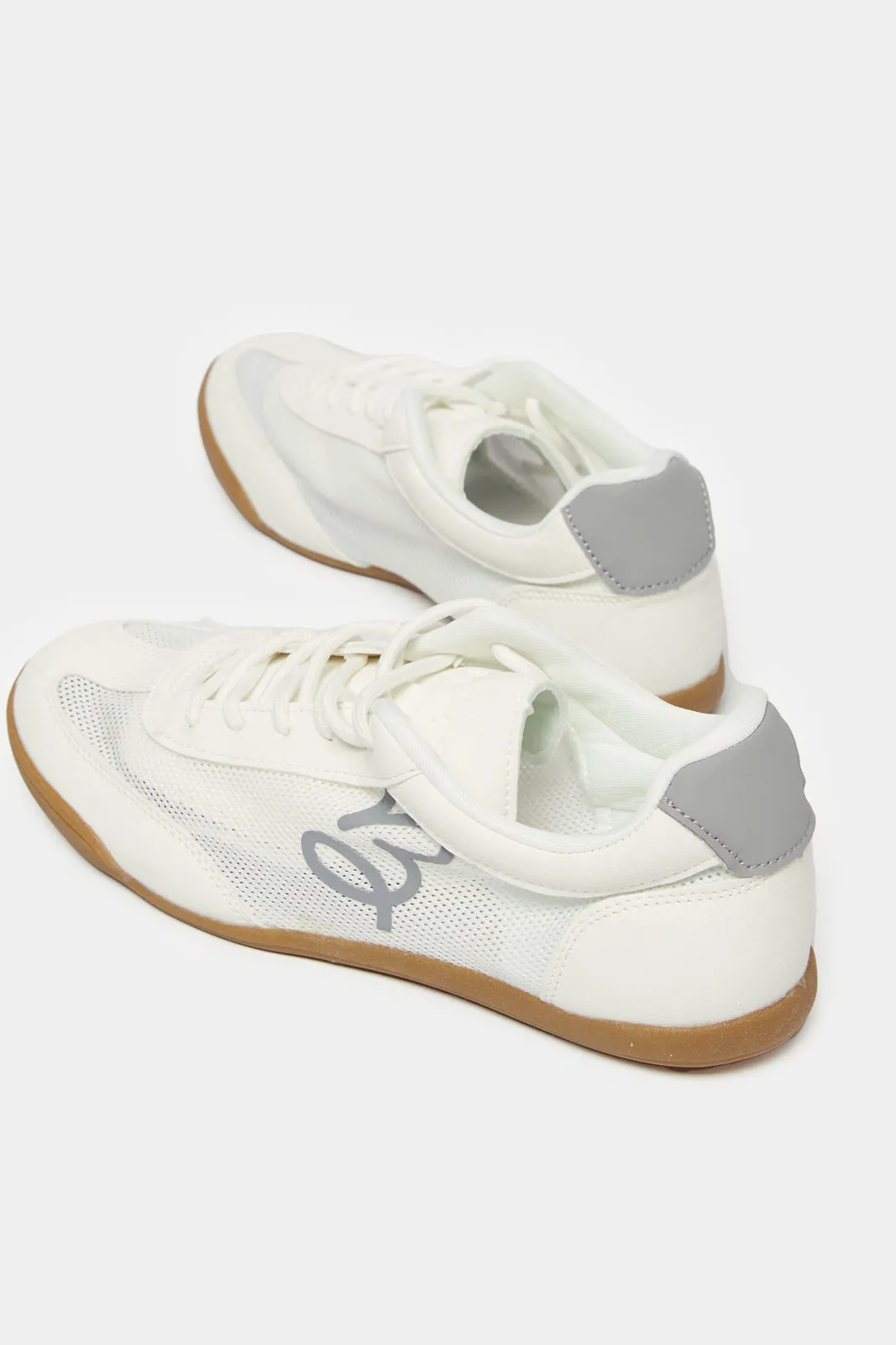 Women White Mesh Lace Up Sneakers sold by Redtag product image thumbnail 4