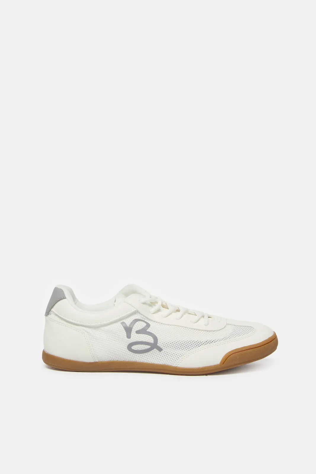 Women White Mesh Lace Up Sneakers sold by Redtag